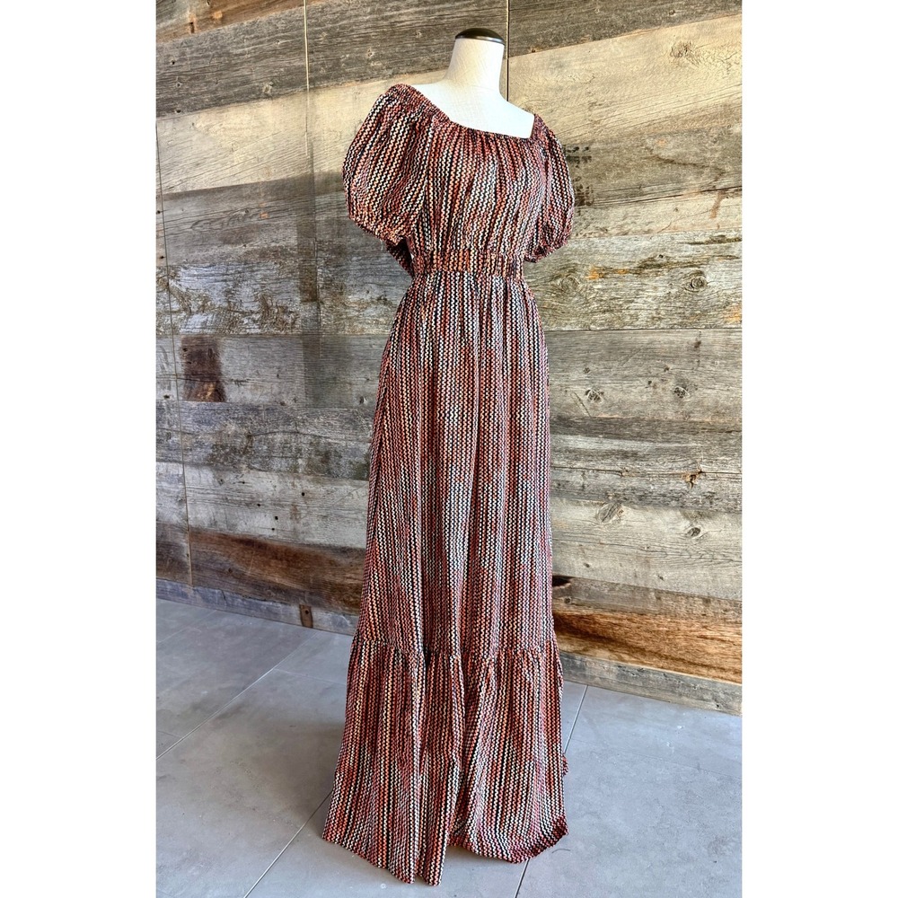 Ramy Brook NWT Megan Striped Maxi Dress S Deco Rose Reversible Feminine Cottage - Picture 3 of 15